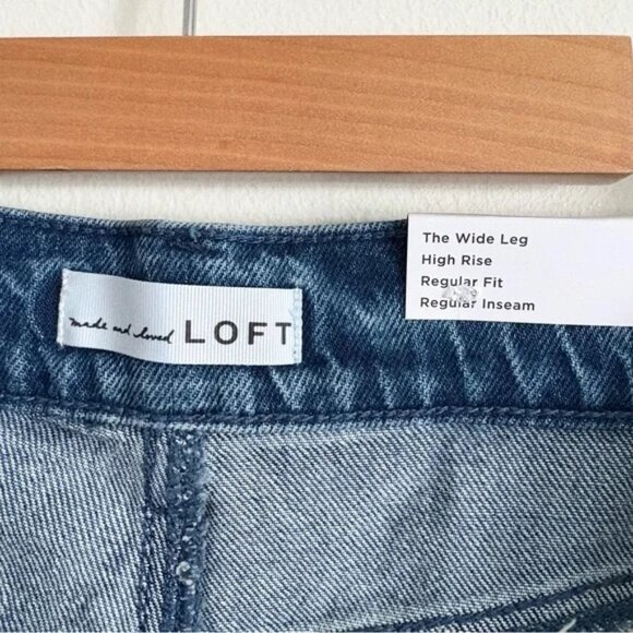 LOFT Sailor High Rise Wide Leg Crop Jeans in Vintage Indigo NEW - Picture 6 of 6